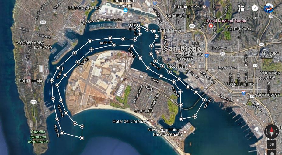 San Diego Yacht Rental Boat Charter 3 Hours Harbor Cruise Route 